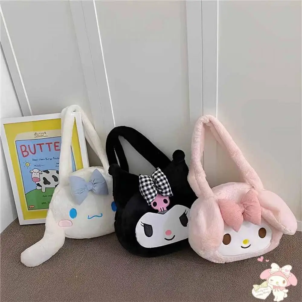 

Новинка Kawaii Sanrio My Melody Kuromi плюшевая сумка мультфильм Cinnamoroll сумка через плечо Симпатичная девочка большая емкость сумка подарок на день рождения
