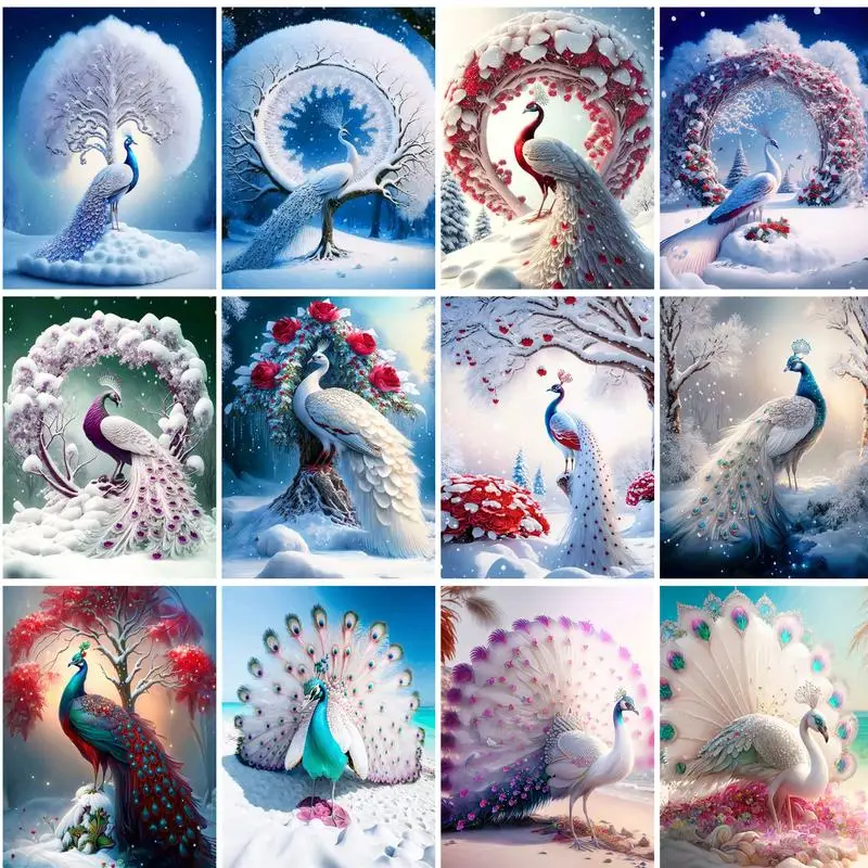 

PhotoCustom Animals DIY Frame Painting By Numbers Peacock Wall Art Picture Acrylic Canvas Painting For Decoration Drop Shipping