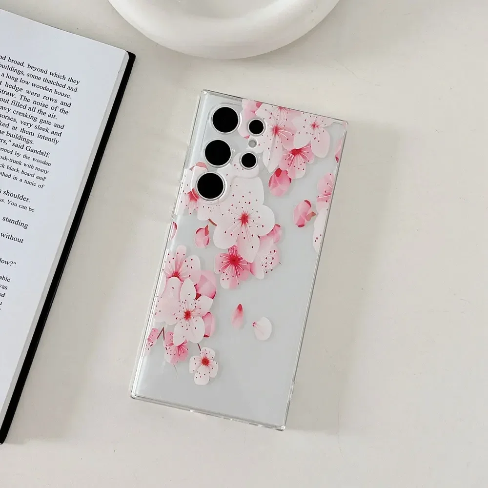 Милый чехол для телефона с рисунком бабочки и цветка Samsung S24 Ultra S22 S21 S20FE прозрачный