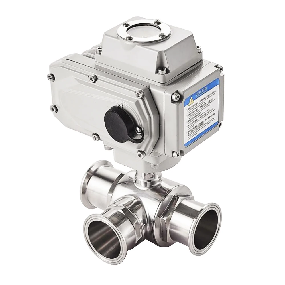 3-ходовые санитарные электрические шаровые клапаны с высокой платформой 38 мм 220 В