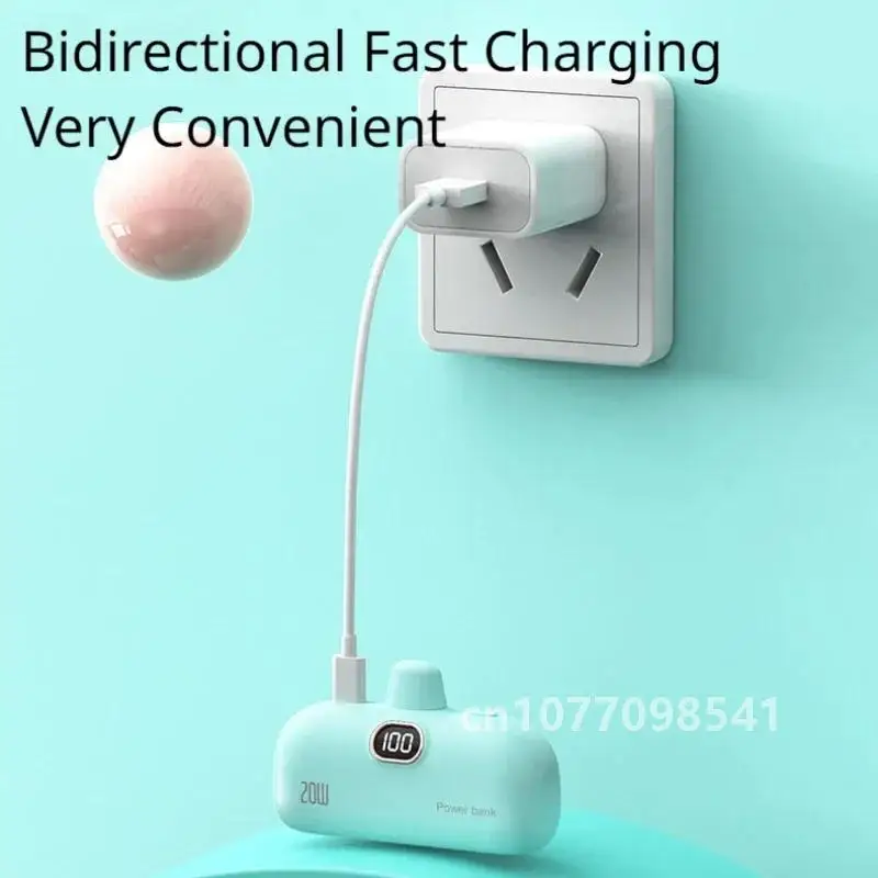 Мини-банк питания 5000 мАч для зарядного устройства IPhone мини-капсульный