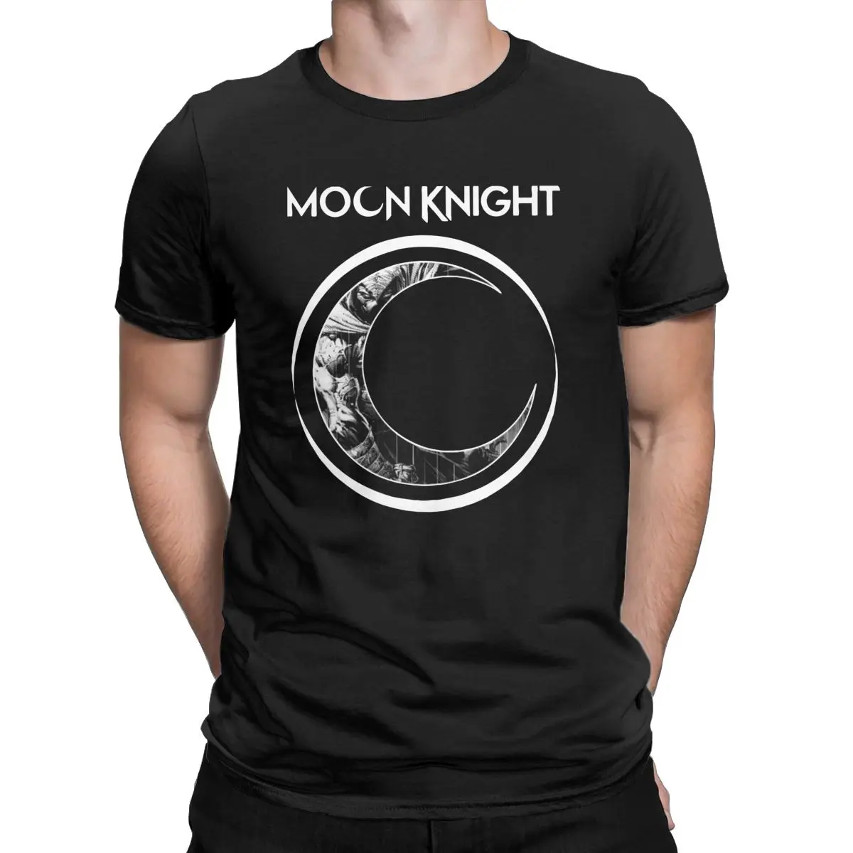 Vintage Marvel Moon Knight Comics Illustration T-Shirts Men 100% Cotton T Shirt   Short Sleeve Tee Shirt Classic Clothing