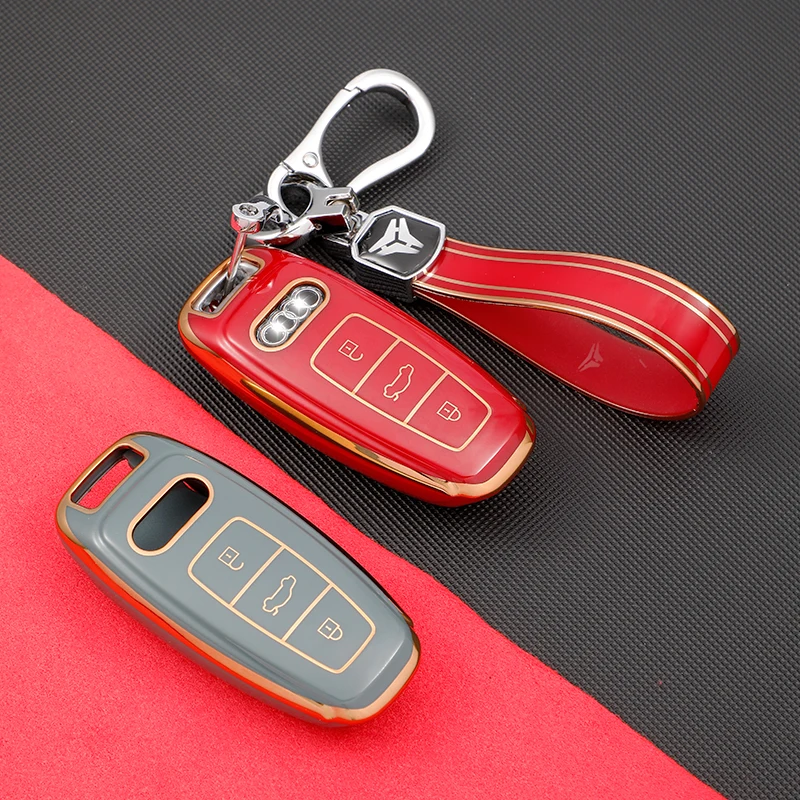 For AUDI 2005-2020 A6L 2004-2020 A6 2012-2020 A7 Key Fob Cover Car Key Case Shell with Fashion Keychain Remote Keys Protector