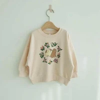 2022 new autumn baby cute flower print long sleeve sweatshirt infant girl cartoon bunny bottoming shirts cotton baby pullover