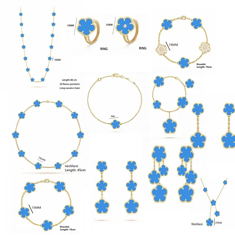 

2023 голубые модные циркониевые Роскошные ювелирные изделия, четырехлистные/пятилистные Цветочные женские серьги на день рождения, оптовая продажа, элегантные серьги для женщин