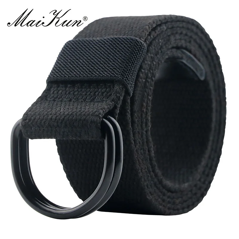 Canvas Men Belt High Quality Unisex Double D-Ring Buckle Waisand Casual Canvas Female Belt Fabric For Jeans