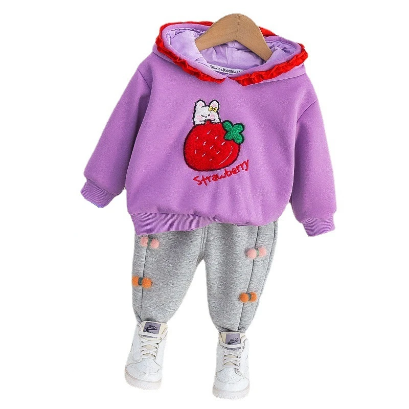 

New Winter Fashion Baby Clothes Suit Children Girls Thick Hoodies Pants 2Pcs/Sets Toddler Casual Costume Infant Kids Tracksuits