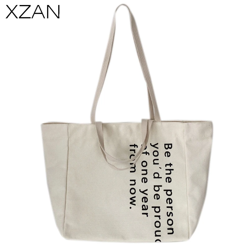 

Canvas Women's Bag 2022 Trend Large Capacity Shoulder Bag Casual Bag Minimalist Style Beige Handbag Korean Shopping Tote Bag