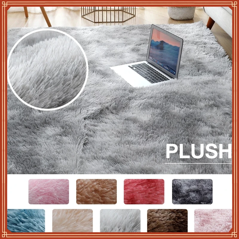 

New in Carpet Living Room Decoration Fluffy Rug Thick Bedroom Carpets Anti-slip Floor Soft Lounge Rugs Solid Large Carpets Floor