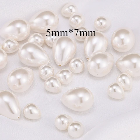 Имитация жемчуга, бусины в форме капель воды, сделай сам, акриловые свободные бусины с прямыми отверстиями для изготовления ювелирных изделий, браслет, ожерелье