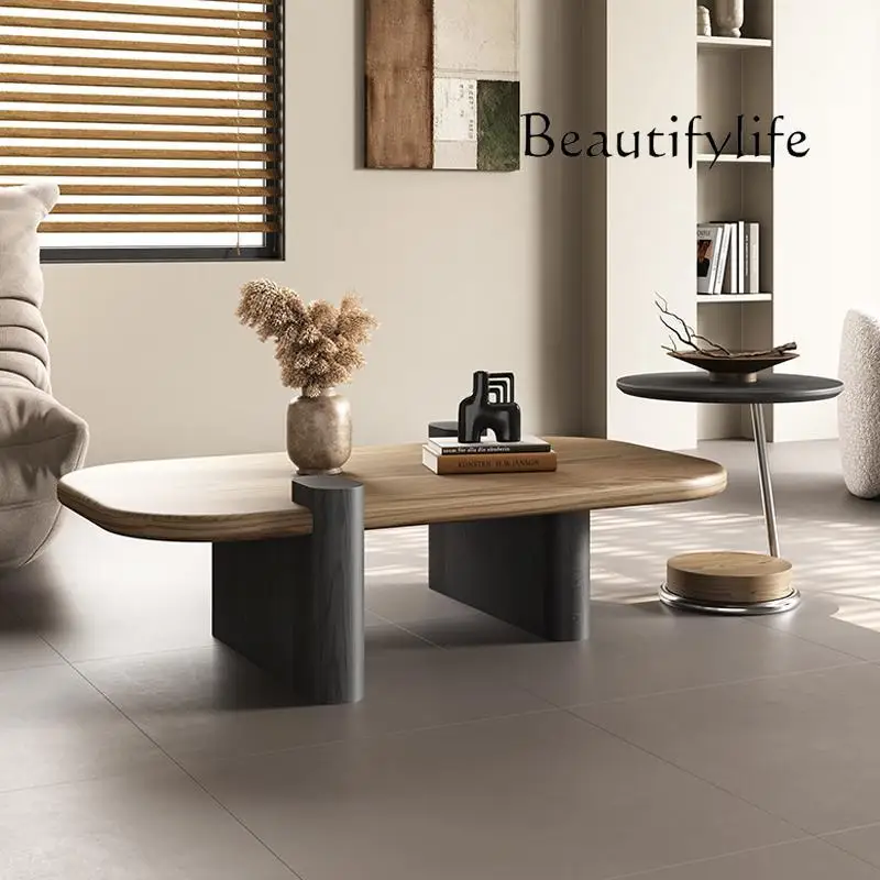 Итальянский минималистичный средневековый журнальный столик из цельного дерева