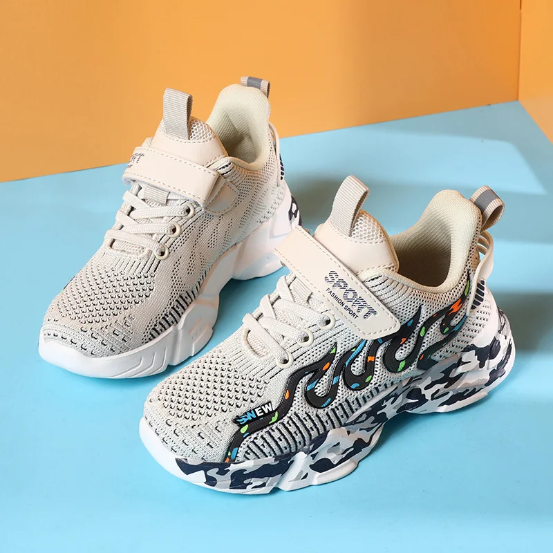 Children's Casual Sneaker Free Shipping New Promotiom Mesh Lace Up Breathable Anti-skid Kid Shoes for Boy Jogging Sport Shoes