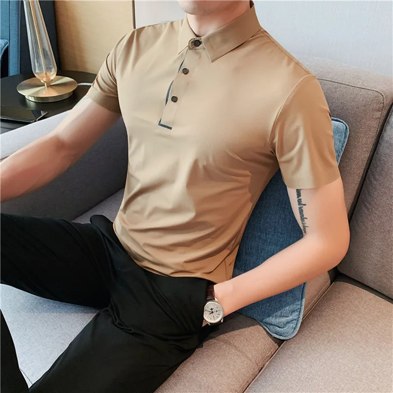 

2023 Brand Polo Shirts Men's Clothing Summer Lce Silk Tops Short Sleeve Homme Casual Cotton Luxury High Quality Fashion Clothes