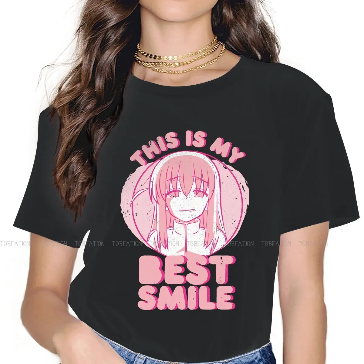 

THIS IS MY BEST SMILE Kawaii Girls Women T-Shirt BOOCCHI THE ROCK Music Band Anime 5XL Blusas Casual Short Sleeve Vintage Tops