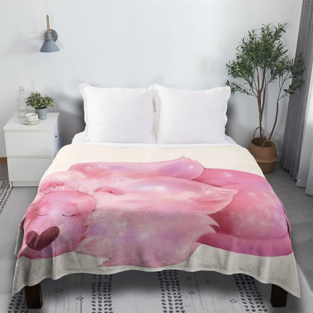 

Sleeping Lion - Steven Universe Faux Fur Bed Plaid Fabric Sublimation Flannel Pom Pom Throw Blanket