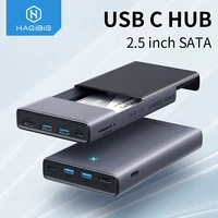 hagibis usb c hub with hard drive enclosure 2 5 sata to usb 3 0 type c adapter for external ssd disk hdd case