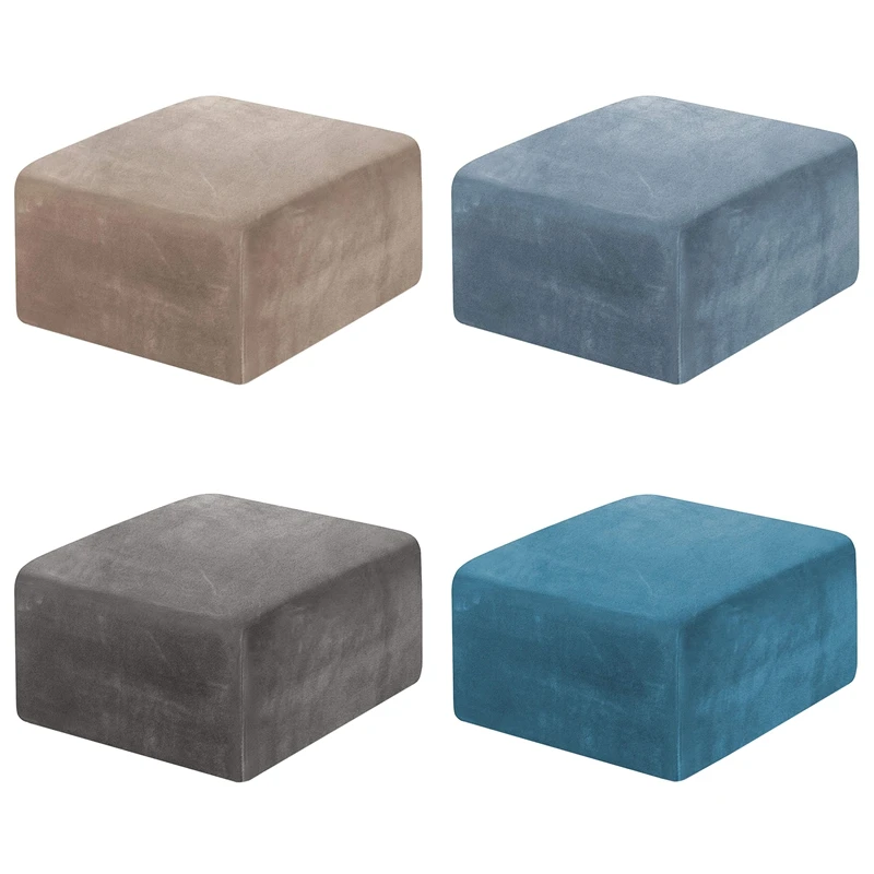 

Velvet Stool Slipcovers Fit Square Chair Footrest Washable Removable Sofa Chair Cover Elastic Footstool Covers
