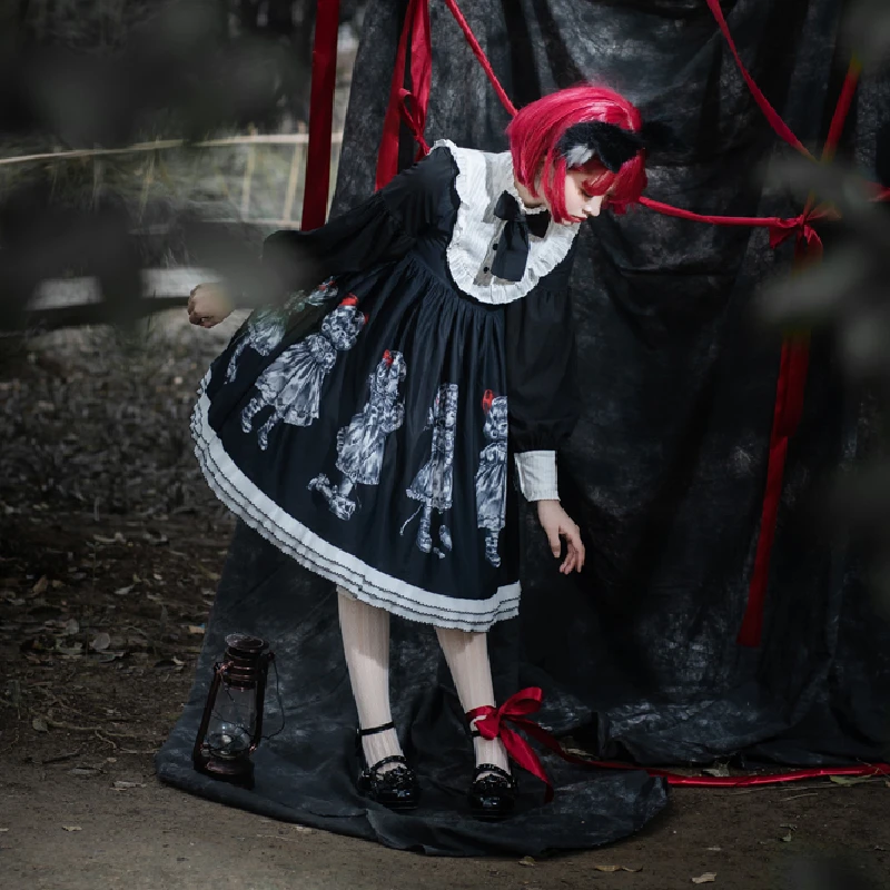 Женское готическое платье с длинным рукавом в стиле Харадзюку - купить по