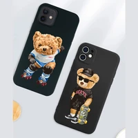 fashion brand bear phone case for iphone 12 pro max 11 xr xs 7 13 x 8 6 plus cute transparent soft silicone cover trend fundas