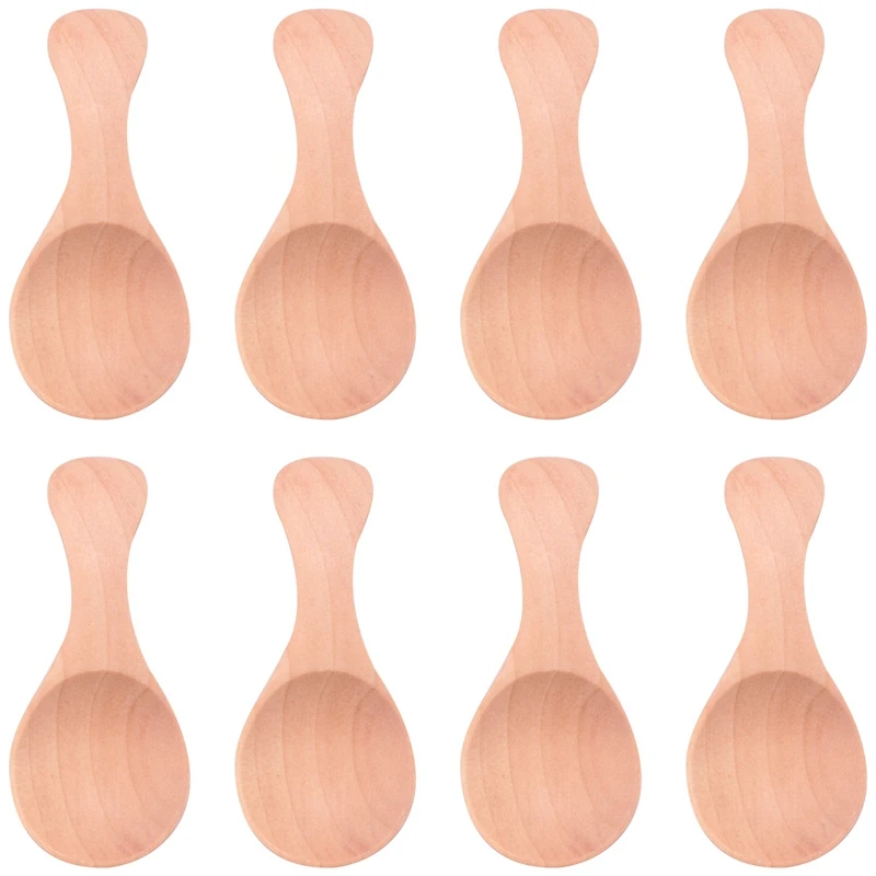 

8Pcs Small Wooden Salt Spoon Solid Wood Condiments Spoon Handmade Honey Teaspoon Seasoning Sugar Coffee Tea Jam Mustard Ice Crea