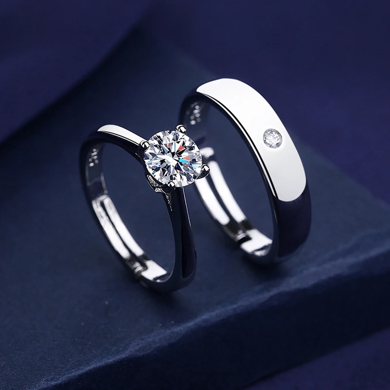 

Fashion Wedding Ring Set for Women Men Adjustable Dazzling Zirconia Luxury Rings Engagement Exquisite Ring Bridal Jewelry Gift