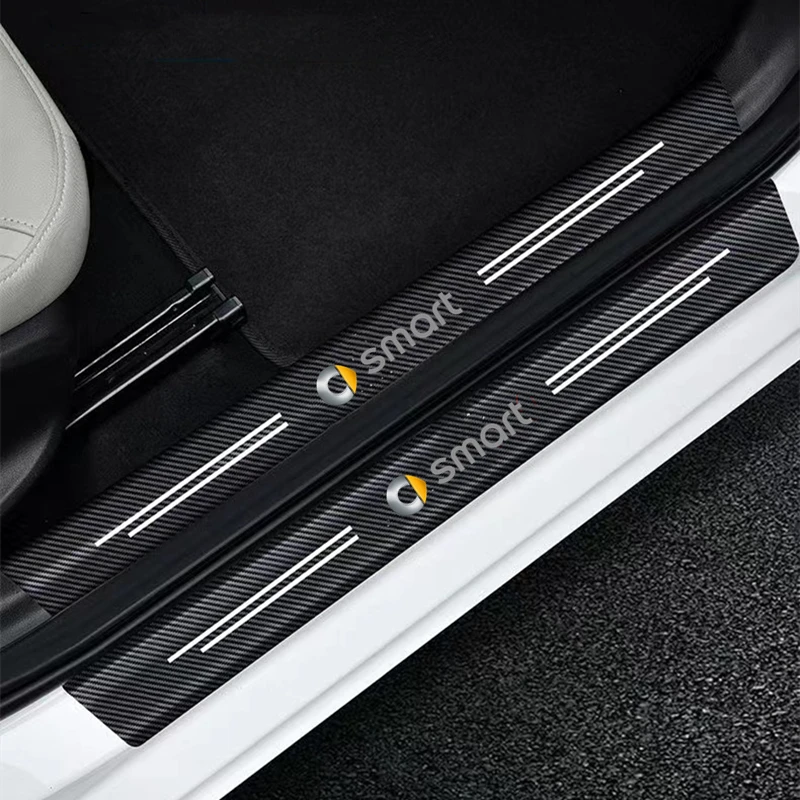 4 шт. Автомобильная наклейка на порог из углеродного волокна для Smart Fortwo Forfour 453 451