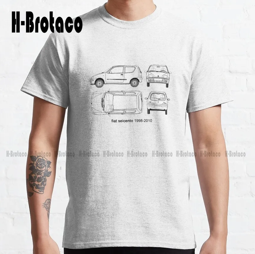 

Fiat Seicento Blueprint Classic T-Shirt Boys' Tops, Tees & Shirts Fashion Tshirt Summer Xs-5Xl Breathable Cotton Custom Gift