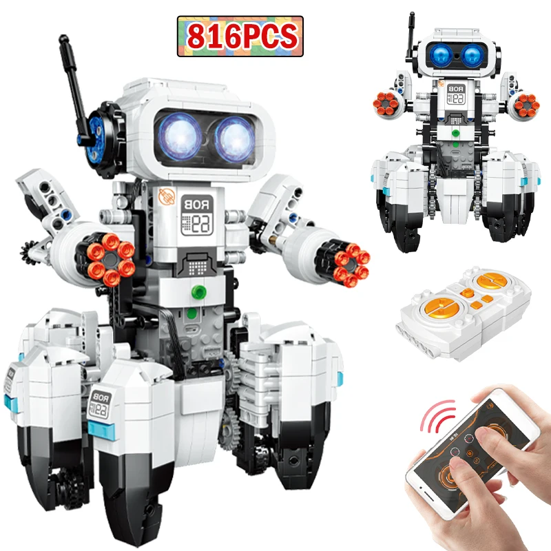 

816pcs Technical Remote Control Electric Intelligent Robots Building Blocks City APP RC Programming Robot Bricks Toys for Kids