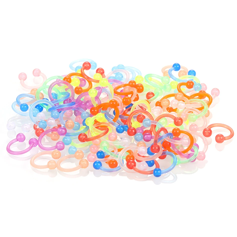 Светящиеся Акриловые подковы для пирсинга перегородки носа губ хряща уха