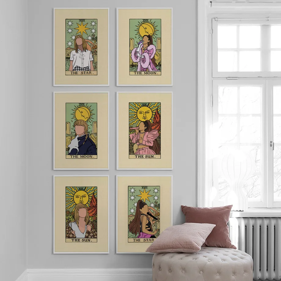 

Popular Female Singer Tarot Cards Wall Art Canvas Painting Vintage Nordic Posters And Prints Wall Pictures For Living Room Decor