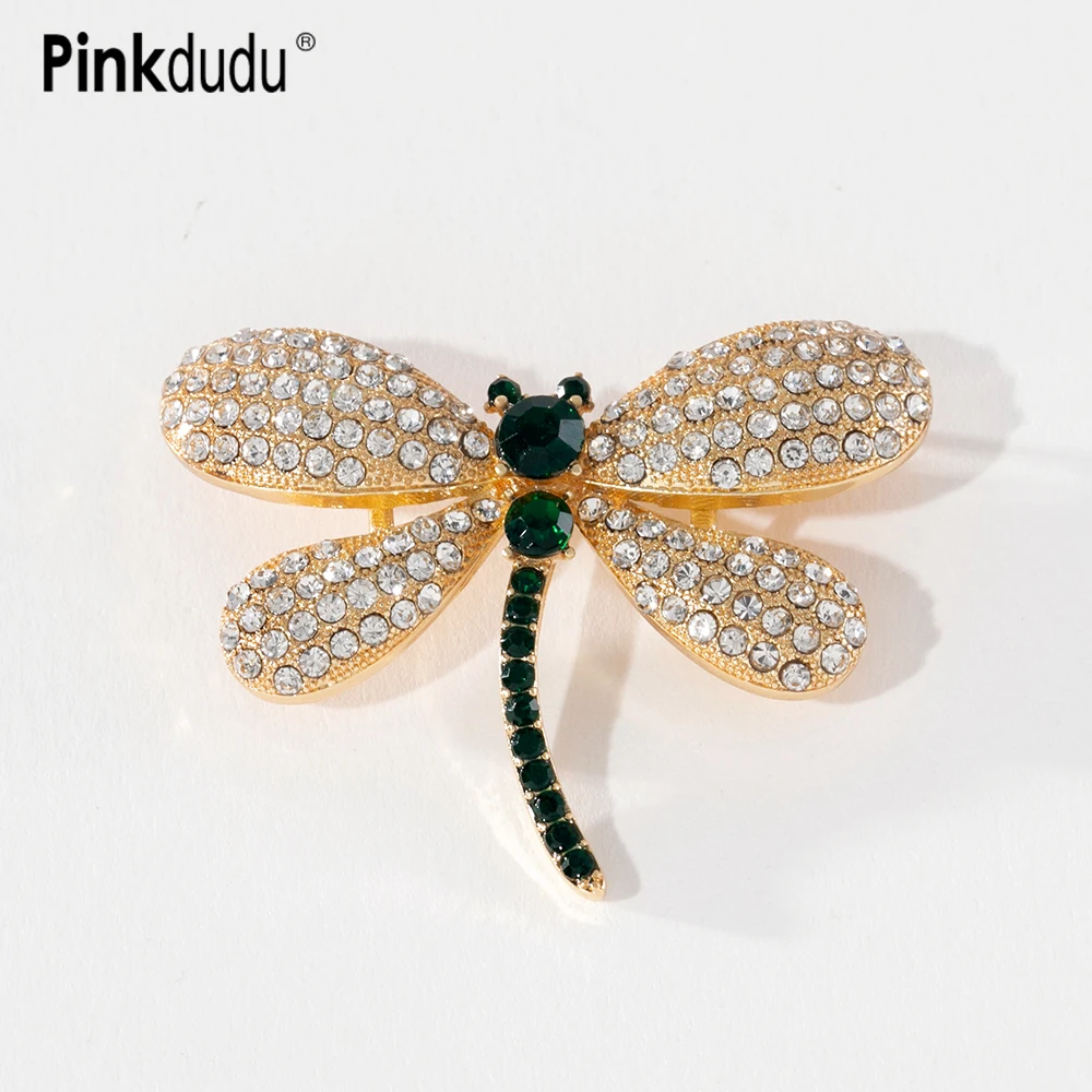 

Pinkdudu Fashion New Green Dragonfly Brooch Cute Preppy Style Red Acrylic Alloy Brooch for Women Jewelry PD1079