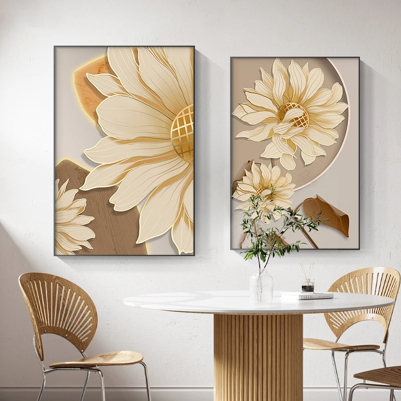 

Floral Flower Canvas Painting Sunflower Wall Art Posters and Prints Modern Luxury Living Room Bedroom Decor Mural Pictures