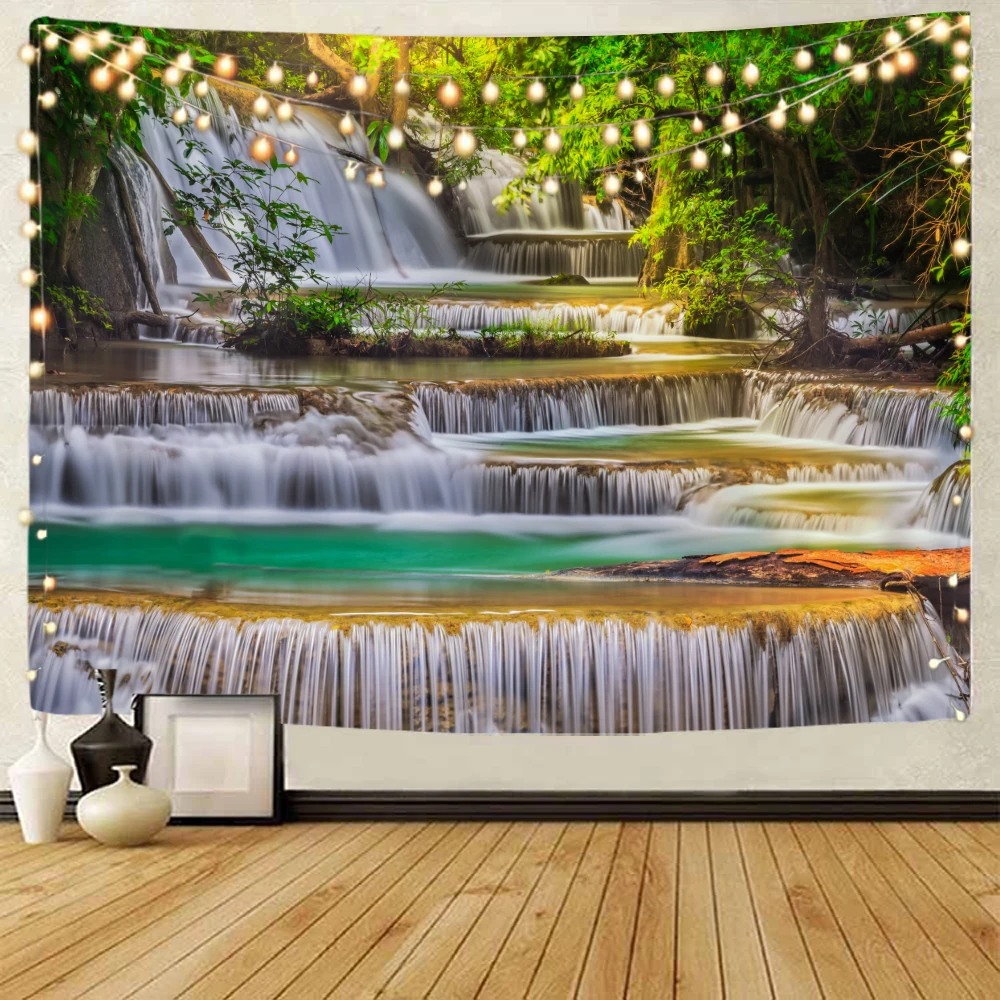 

Красивый пейзаж-водопад, украшение для гостиной, настенное искусство, украшение для спальни, комнаты, эстетическое украшение для дома