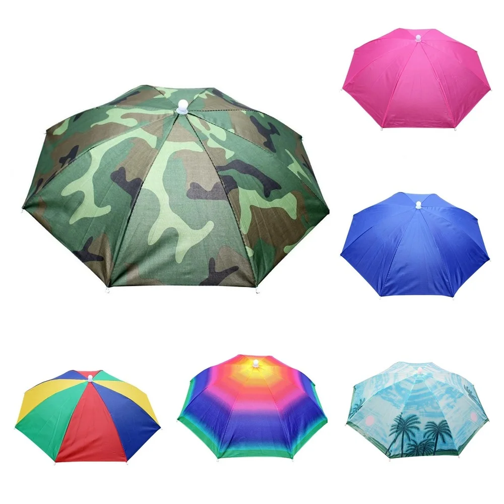 

Portable Rain Umbrella Hat Foldable Outdoor Pesca Sun Shade Waterproof Camping Fishing Headwear Cap Beach Head Hats Accessory