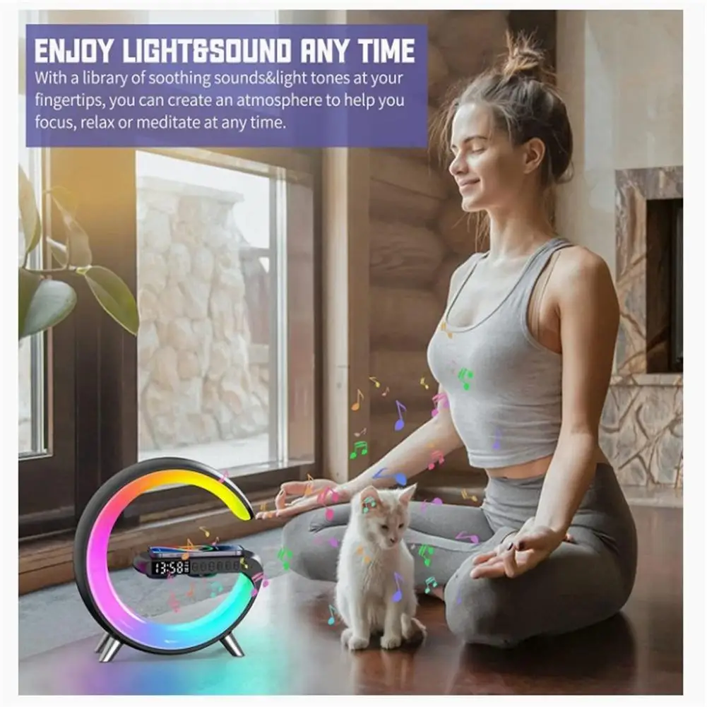 

Умный будильник, будильник с приложением Sunrise, 15 Вт, Быстрое беспроводное зарядное устройство для тяжелых сна