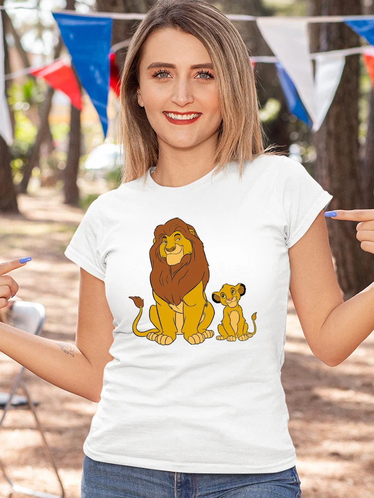 

Lion King Parent and Child Милая женская футболка Family Look 2022 New Ropa Tumblr Mujer Белый топ с коротким рукавом Повседневная Disney Fairy