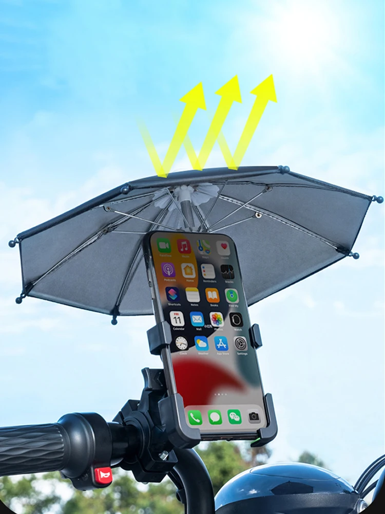 

Bike Phone Holder With Umbrella Motorcycle Phone Mount Waterproof Motorcycle Mini Umbrella For Cell Phone Waterproof Sunshade