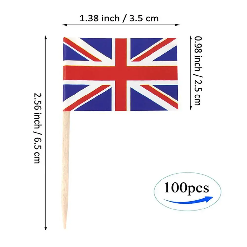 100 шт. флаги Великобритании зубочисток для вечевечерние топперы кексов Флаг