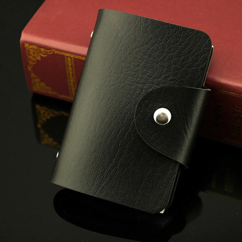 

Кожаная Визитница с 24 отделениями на застежке, чехол для карт, мужские и женские держатели для удостоверения личности, органайзер для банко...