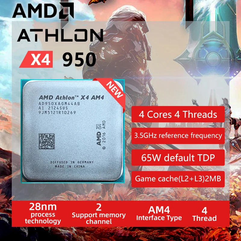 AMD Athlon X4 950 3 5 ГГц четырехъядерный Quad-Thread L2 = 2M 65 Вт AD950XAGM44AB разъем AM4 - Цена: 10.99