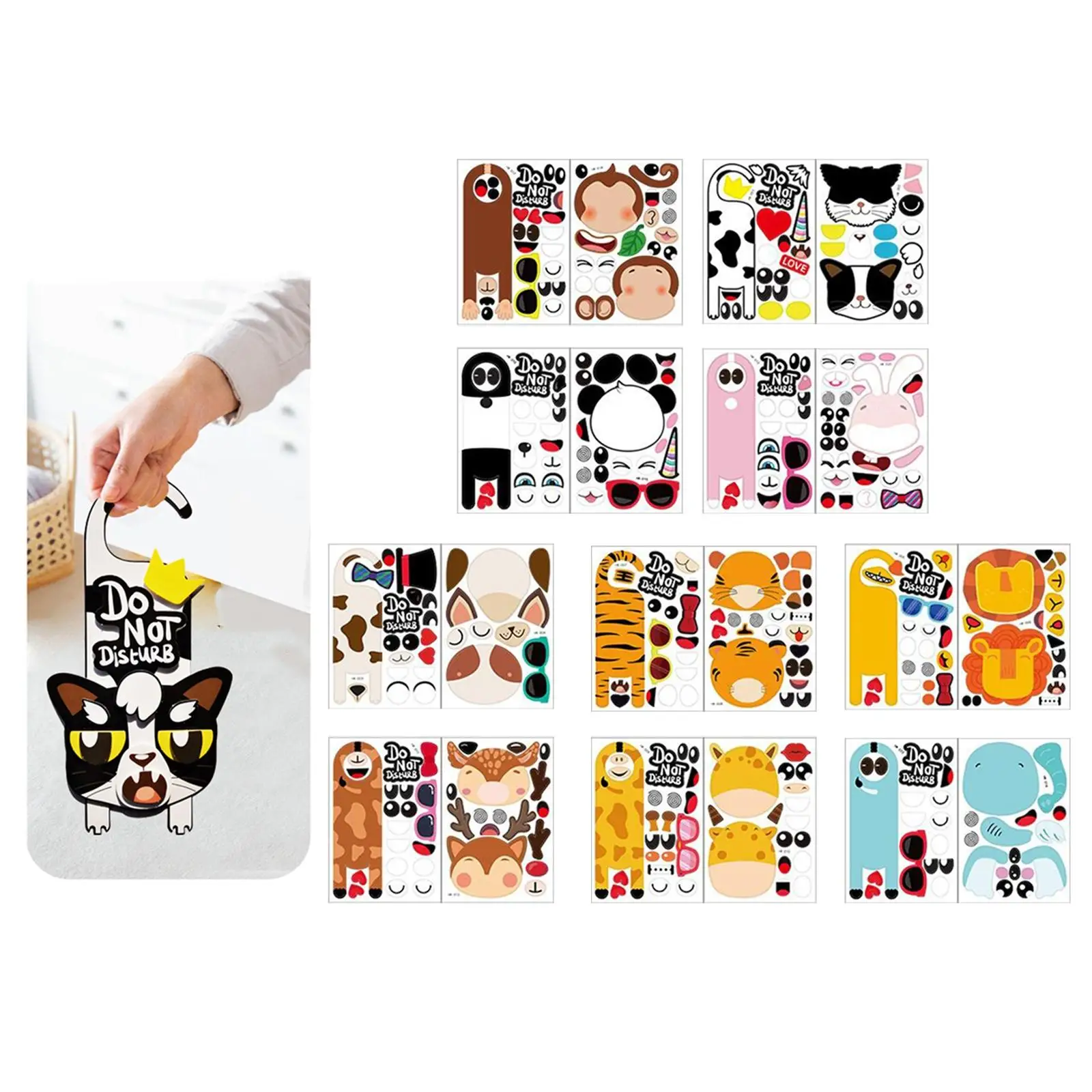 

10 Pieces 3D Door Hanger Sticker Cartoon Creative Pendants for Christmas Gifts