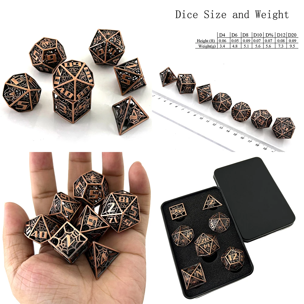 D &amp игральные кости полые латунные металлические многогранные NDN + Набор для