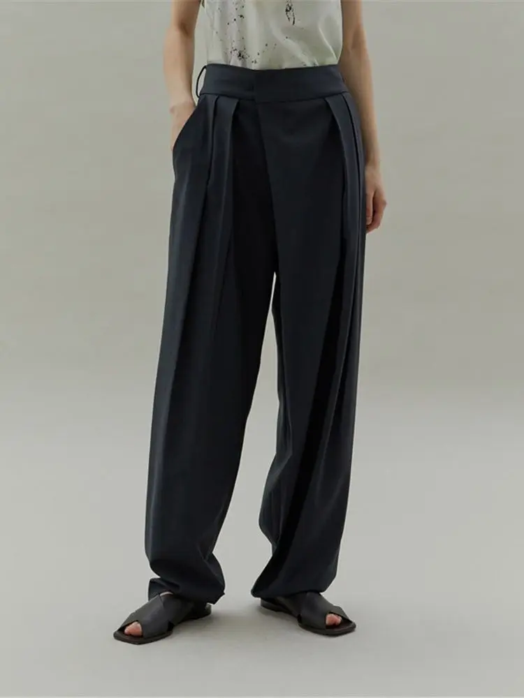 Women Trouser High Waist Pockets Casual Suit Pant