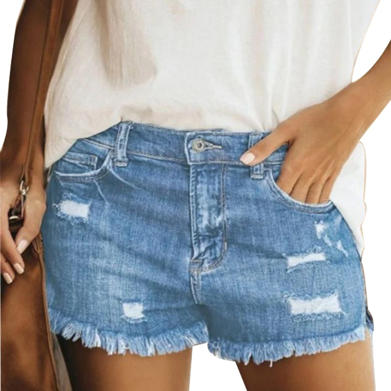 Высококачественные женские прямые шорты-трубы с джинсовым материалом открытой