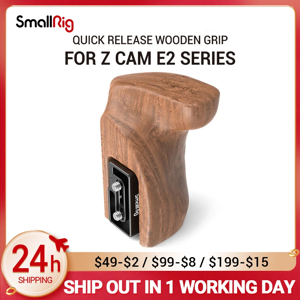 

SmallRig Quick Release Wooden Handle Grip for Z CAM E2 Series Cameras Right/Left Handgrip For Camera Cage With 1/4 Screws- 2457