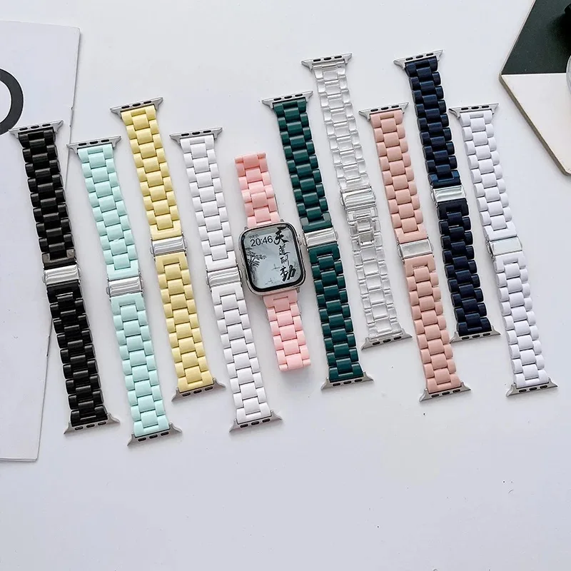 Acrylic Watch Strap For Apple Watch Bracelet Series 8 49mm 7 6 5 4 42mm 38mm Correa Candy For iwatch band 3 44mm 40mm 41MM 45MM