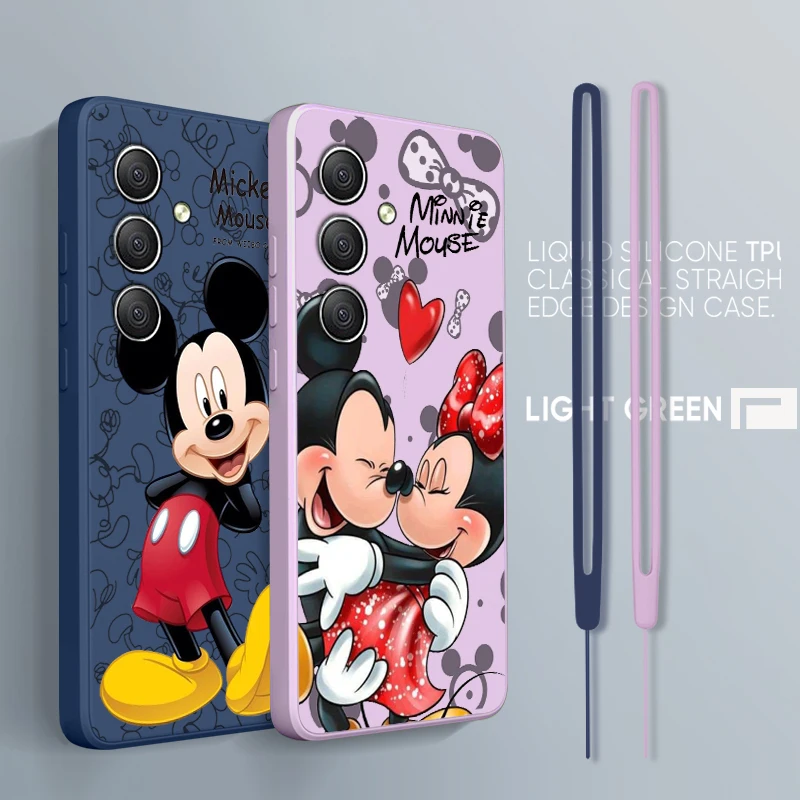 

Cool Mickey Minnie Disney For Samsung A34 A14 A52S A54 A23 A13 A73 A03Core A22 4G 5G Liquid Rope Phone Case