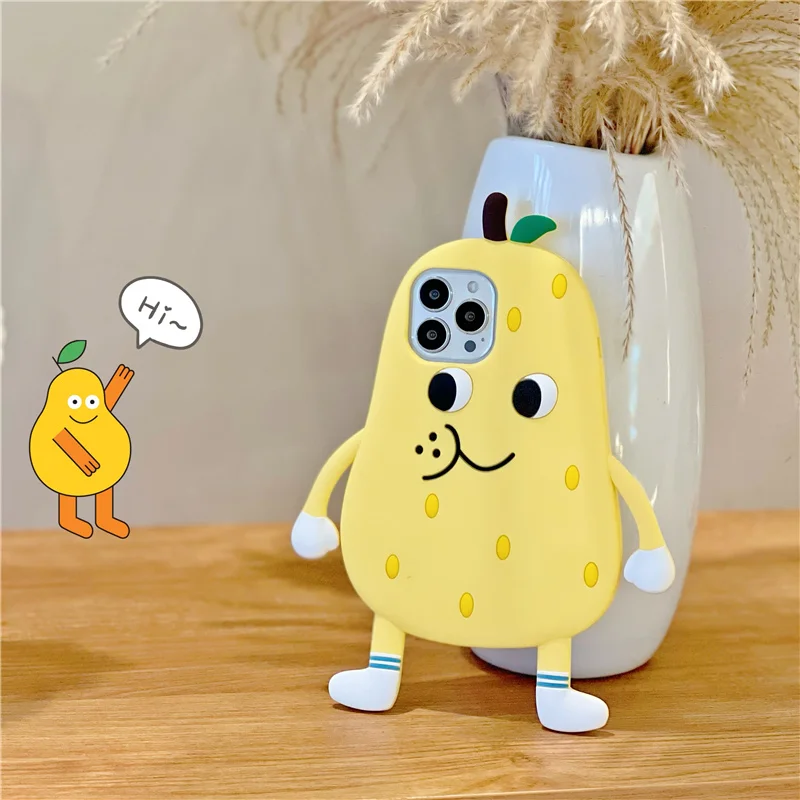

Cartoon 3D Pear Silicone Phone Case For iPhone 14 13 12 11 Pro Plus Max X XS XR 8Plus 7Plus 6Plus Shockproof Cute Soft Cover YHJ