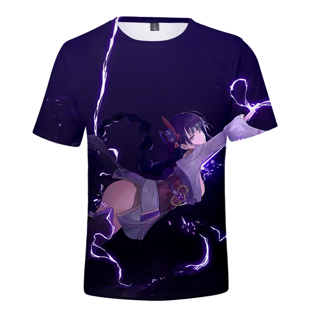 

Summer New Genshin Impact Raiden Shogun 3D Printed T Shirts Anime Clothing for Men and Women T Shirts Casual Tops Kawaii Style T