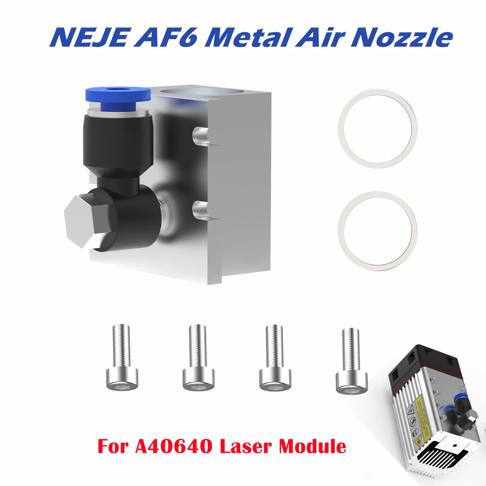 

Металлическая воздушная Форсунка NEJE AF-6 / KF-8 CNC для лазерного модуля NEJE A40640/A40630/N40630, максимальное давление 1,5 МПа
